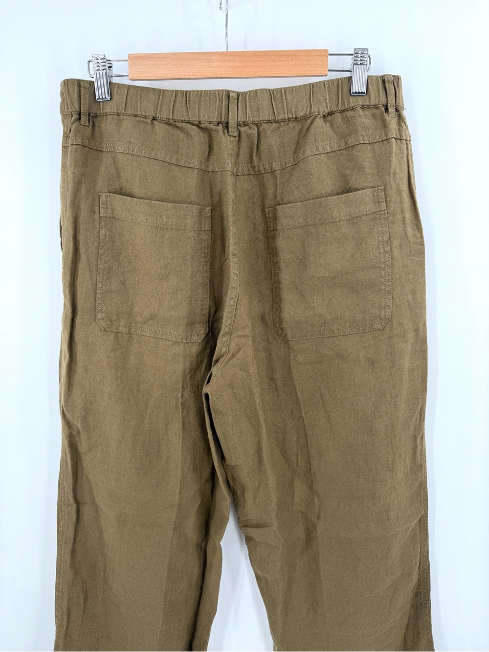 Madewell 100% Linen The Zoe Relaxed Straight Pant in safari khaki Size 10 - Picture 7 of 9